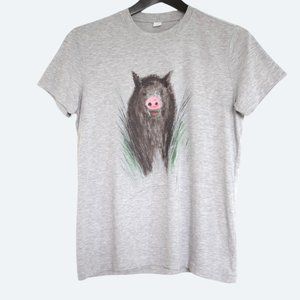 ASPESI Boar Illustration Art Medium Grey Shirt size M